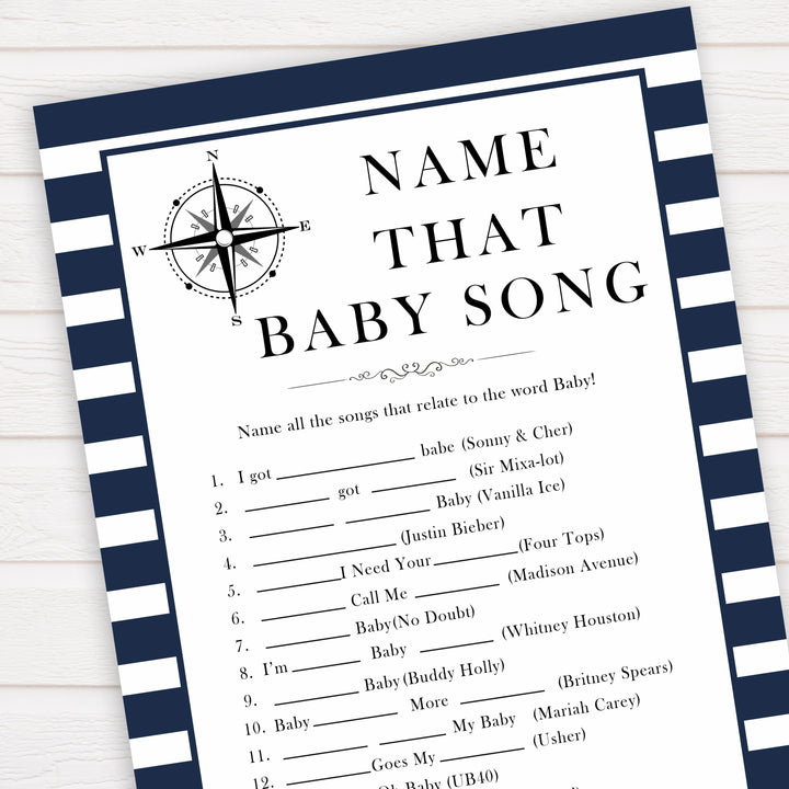 Nautical baby shower games, name that baby song baby shower games, printable baby shower games, baby shower games, fun baby games, ahoy its a boy, popular baby shower games, sailor baby games, boat baby games