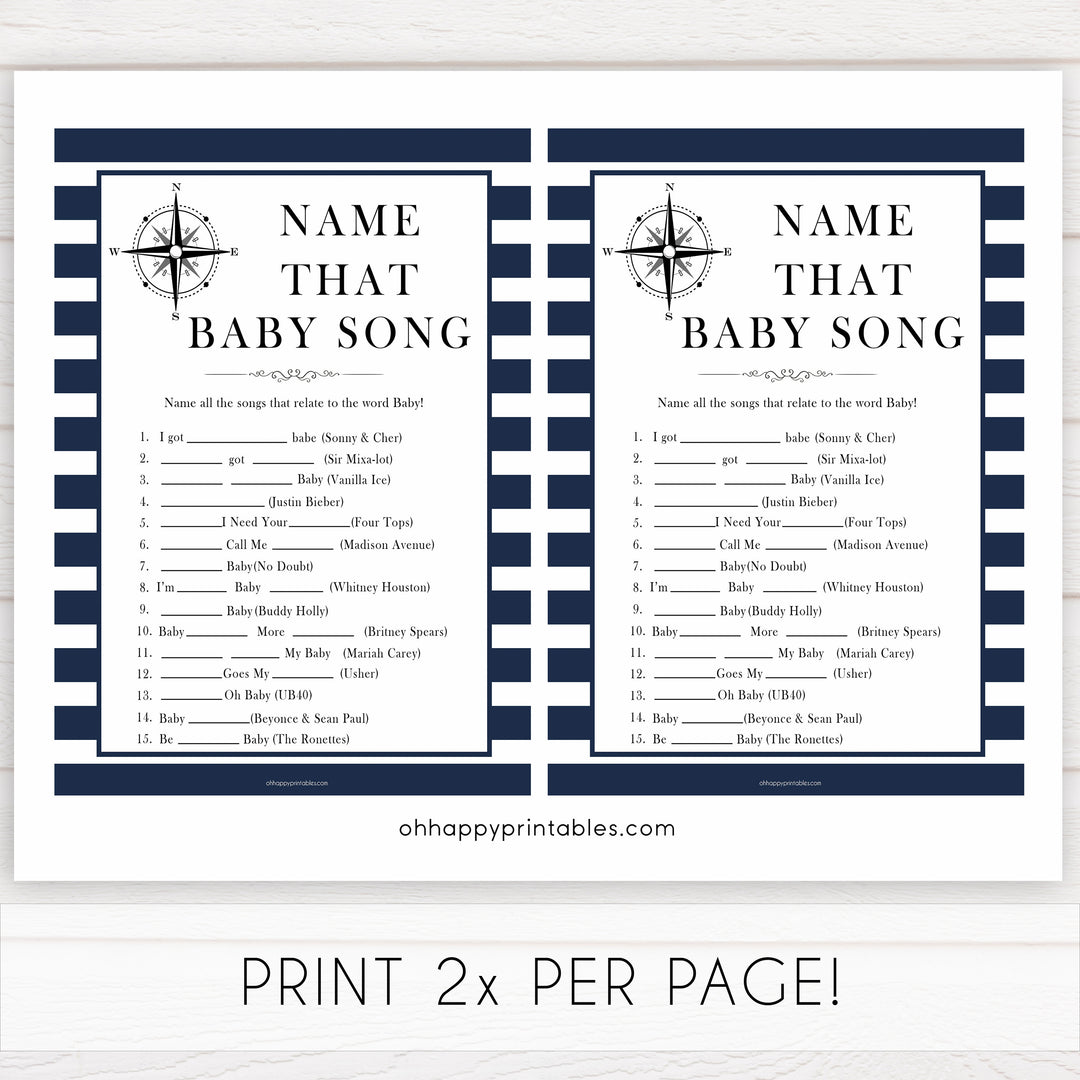 Nautical baby shower games, name that baby song baby shower games, printable baby shower games, baby shower games, fun baby games, ahoy its a boy, popular baby shower games, sailor baby games, boat baby games