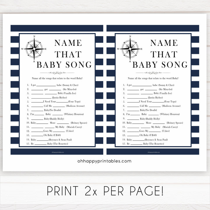 Nautical baby shower games, name that baby song baby shower games, printable baby shower games, baby shower games, fun baby games, ahoy its a boy, popular baby shower games, sailor baby games, boat baby games