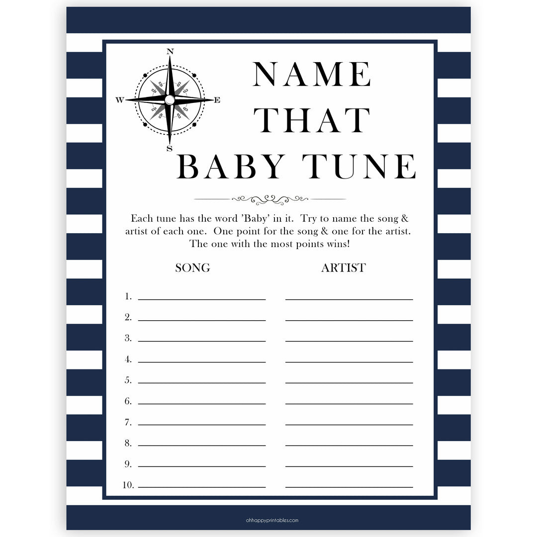 Nautical baby shower games, name that baby tune baby shower games, printable baby shower games, baby shower games, fun baby games, ahoy its a boy, popular baby shower games, sailor baby games, boat baby games