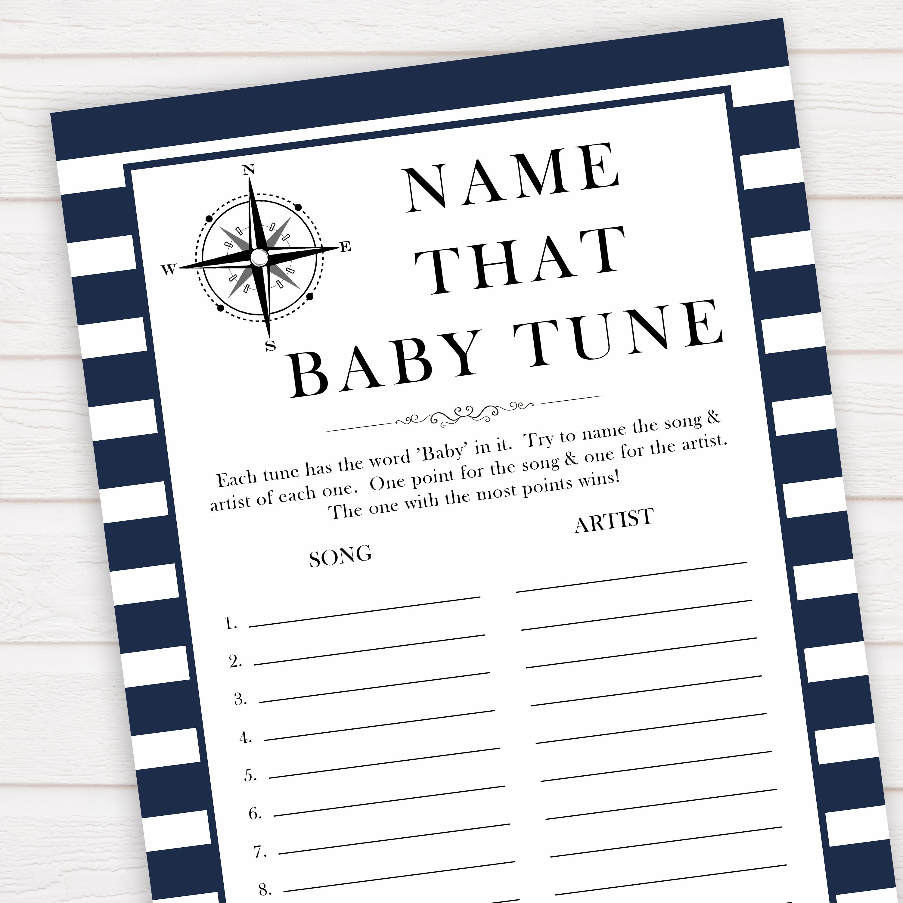 Nautical baby shower games, name that baby tune baby shower games, printable baby shower games, baby shower games, fun baby games, ahoy its a boy, popular baby shower games, sailor baby games, boat baby games