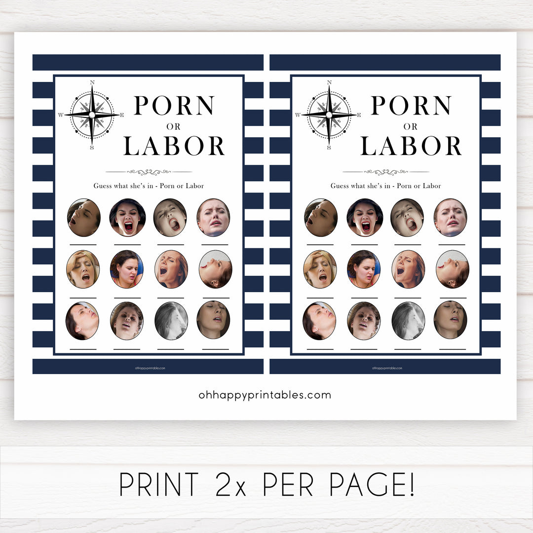 Nautical baby shower games, Porn or Labour, labor or porn baby shower games, printable baby shower games, baby shower games, fun baby games, ahoy its a boy, popular baby shower games, sailor baby games, boat baby games