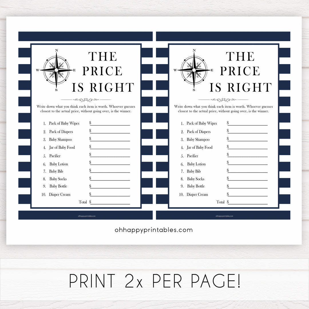 Nautical baby shower games, the price is right baby shower games, printable baby shower games, baby shower games, fun baby games, ahoy its a boy, popular baby shower games, sailor baby games, boat baby games