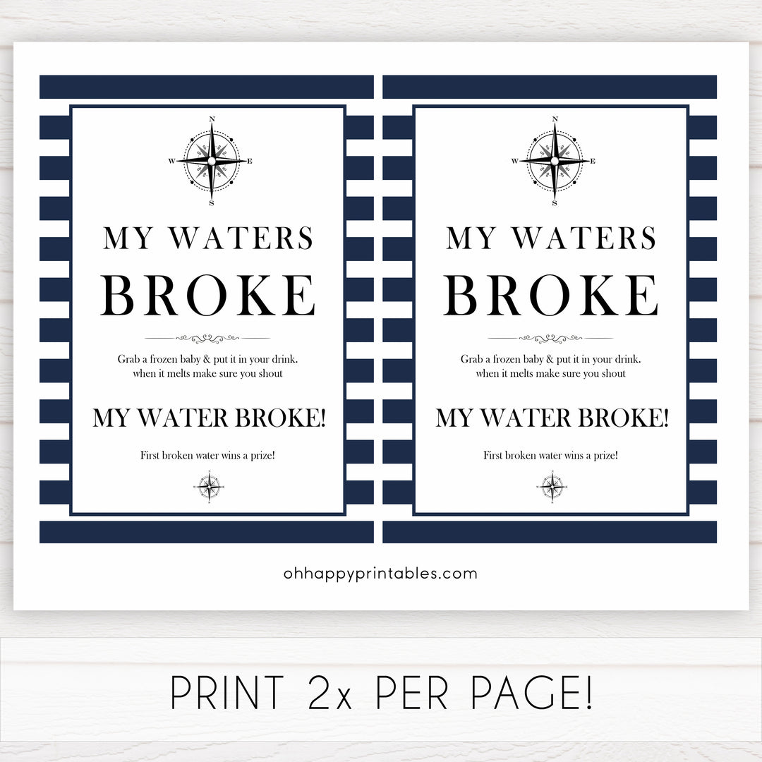 Nautical baby shower games, my waters broke baby shower games, printable baby shower games, baby shower games, fun baby games, ahoy its a boy, popular baby shower games, sailor baby games, boat baby games