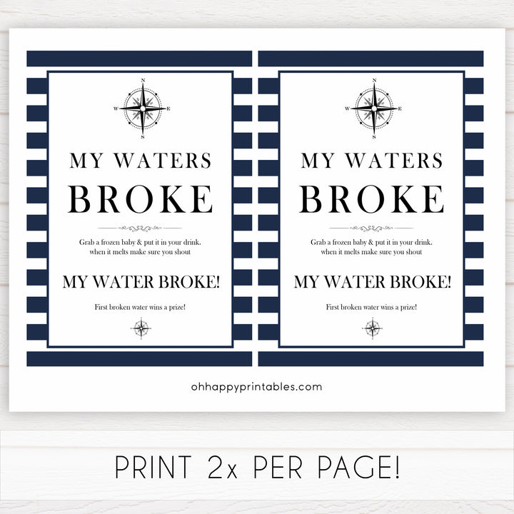 Nautical baby shower games, my waters broke baby shower games, printable baby shower games, baby shower games, fun baby games, ahoy its a boy, popular baby shower games, sailor baby games, boat baby games