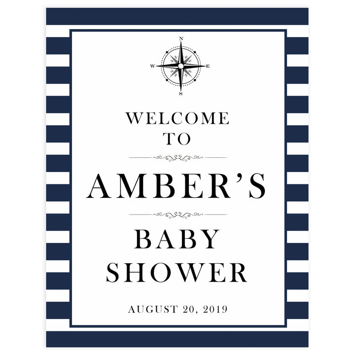 baby shower welcome sign, printable baby welcome signs, nautical baby shower decor, nautical baby signs, nautical baby table signs