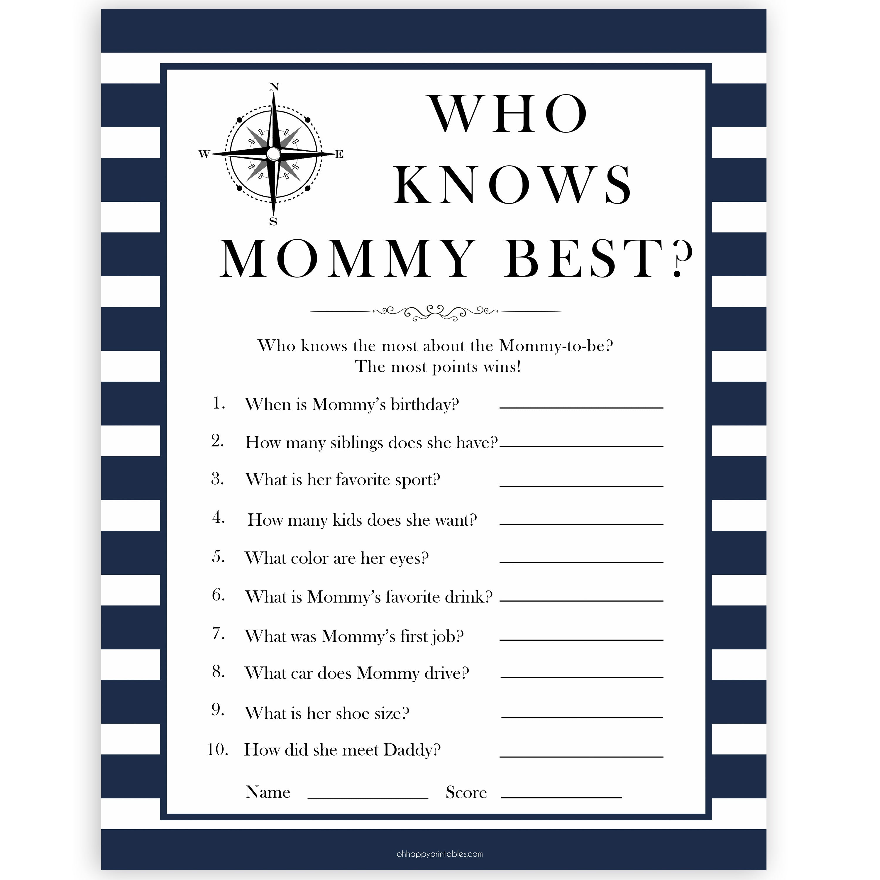 Nautical baby shower games, who knows mummy best baby shower games, printable baby shower games, baby shower games, fun baby games, ahoy its a boy, popular baby shower games, sailor baby games, boat baby games
