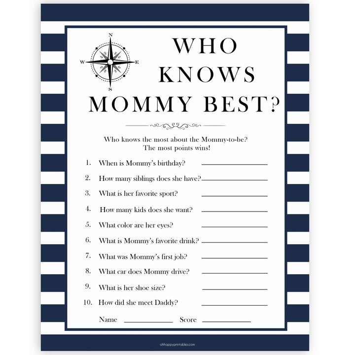 Nautical baby shower games, who knows mummy best baby shower games, printable baby shower games, baby shower games, fun baby games, ahoy its a boy, popular baby shower games, sailor baby games, boat baby games