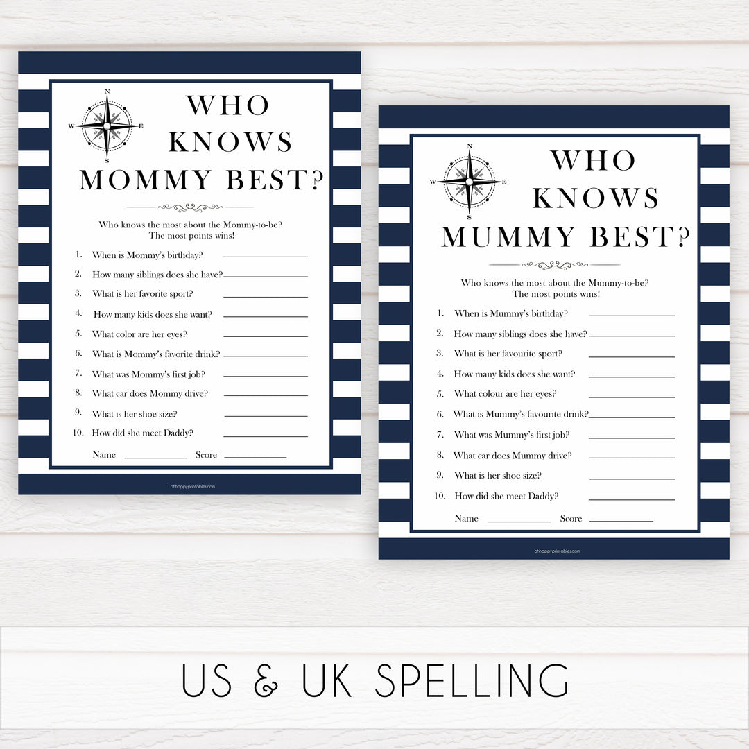 Nautical baby shower games, who knows mummy best baby shower games, printable baby shower games, baby shower games, fun baby games, ahoy its a boy, popular baby shower games, sailor baby games, boat baby games
