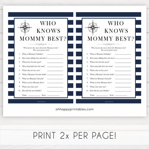 Nautical baby shower games, who knows mummy best baby shower games, printable baby shower games, baby shower games, fun baby games, ahoy its a boy, popular baby shower games, sailor baby games, boat baby games