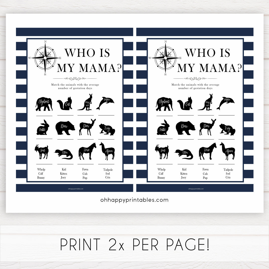 Nautical baby shower games, who is my mama baby shower games, printable baby shower games, baby shower games, fun baby games, ahoy its a boy, popular baby shower games, sailor baby games, boat baby games