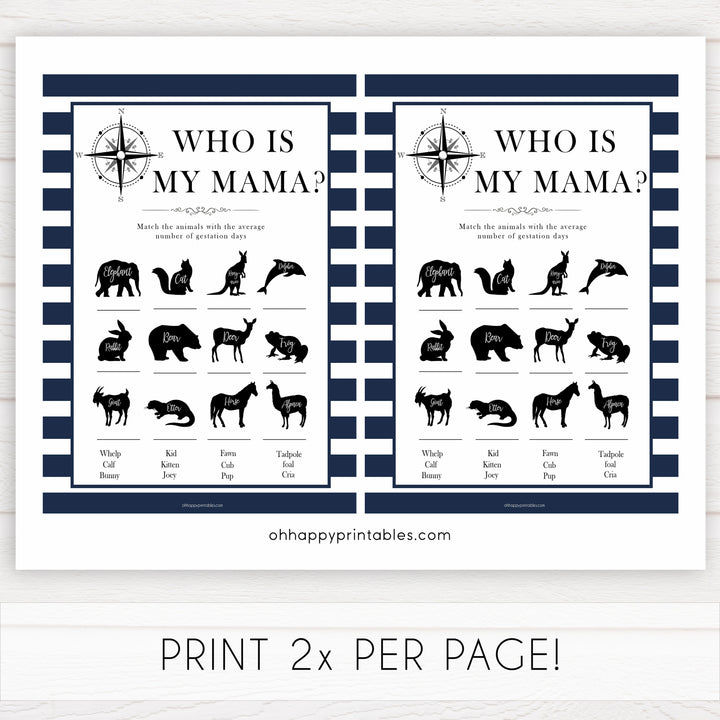 Nautical baby shower games, who is my mama baby shower games, printable baby shower games, baby shower games, fun baby games, ahoy its a boy, popular baby shower games, sailor baby games, boat baby games