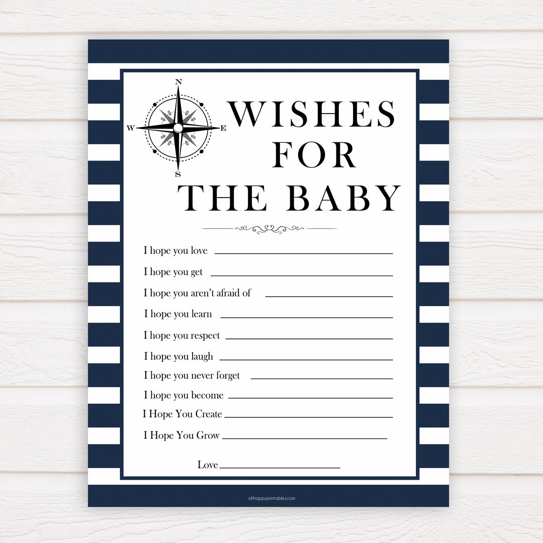 Nautical baby shower games, wishes for the baby baby shower games, printable baby shower games, baby shower games, fun baby games, ahoy its a boy, popular baby shower games, sailor baby games, boat baby games