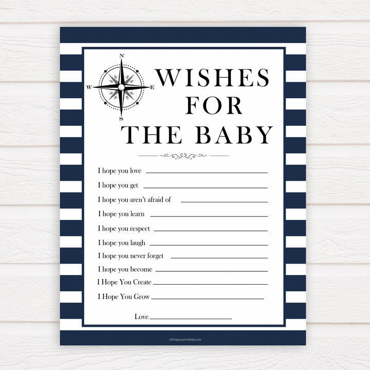Nautical baby shower games, wishes for the baby baby shower games, printable baby shower games, baby shower games, fun baby games, ahoy its a boy, popular baby shower games, sailor baby games, boat baby games