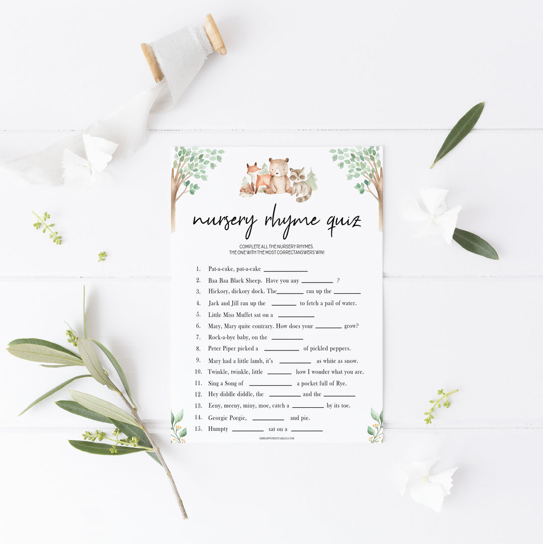 nursery rhyme baby game, Printable baby shower games, woodland animals baby games, baby shower games, fun baby shower ideas, top baby shower ideas, woodland baby shower, baby shower games, fun woodland animals baby shower ideas