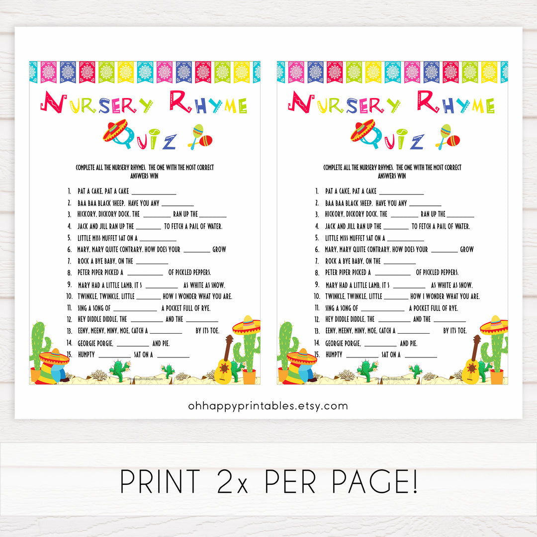 nursery rhyme baby game, Printable baby shower games, Mexican fiesta fun baby games, baby shower games, fun baby shower ideas, top baby shower ideas, fiesta shower baby shower, fiesta baby shower ideas