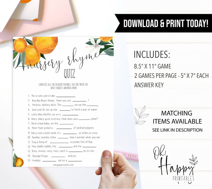 nursery rhyme quiz game, Printable baby shower games, little cutie baby games, baby shower games, fun baby shower ideas, top baby shower ideas, little cutie baby shower, baby shower games, fun little cutie baby shower ideas, citrus baby shower games, citrus baby shower, orange baby shower
