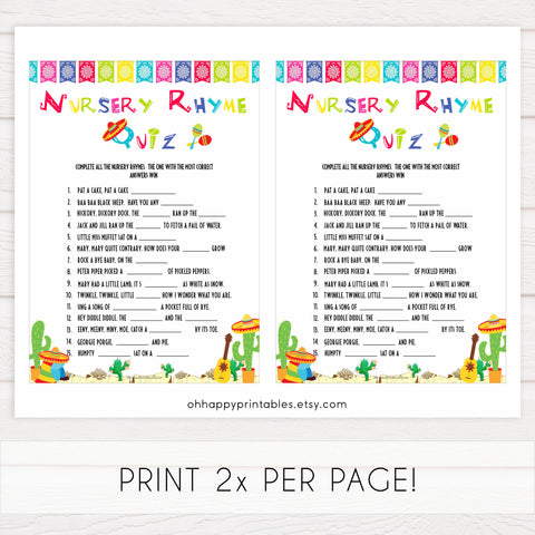 nursery rhyme baby game, Printable baby shower games, Mexican fiesta fun baby games, baby shower games, fun baby shower ideas, top baby shower ideas, fiesta shower baby shower, fiesta baby shower ideas