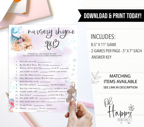 nursery rhyme baby shower game, Printable baby shower games, little mermaid baby games, baby shower games, fun baby shower ideas, top baby shower ideas, little mermaid baby shower, baby shower games, pink hearts baby shower ideas