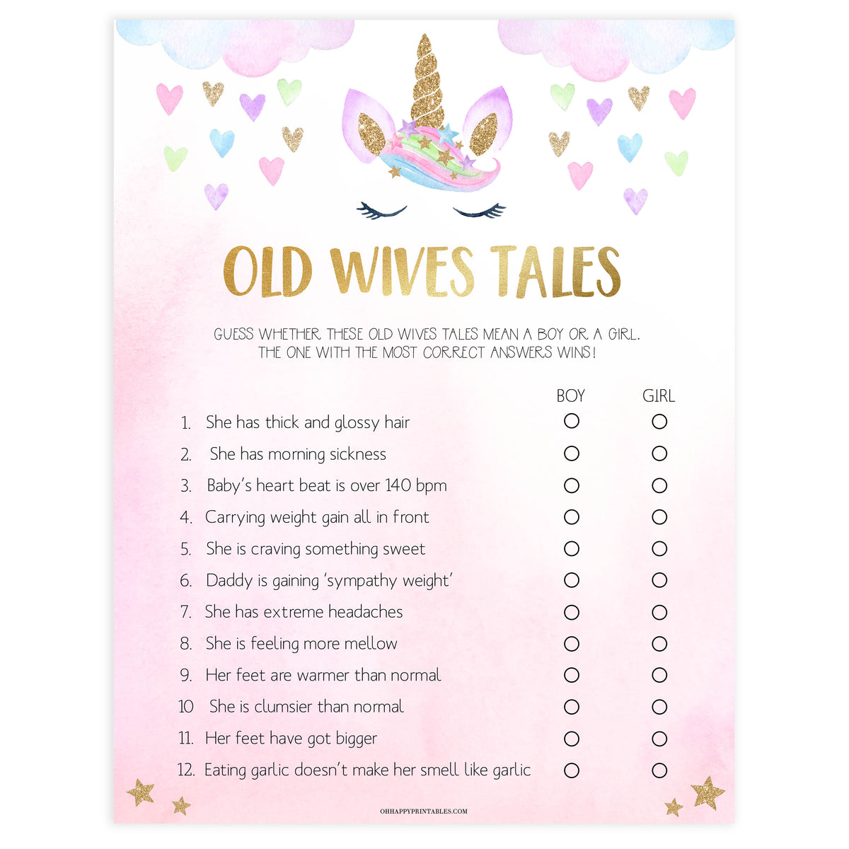 old wives tale baby shower game, Printable baby shower games, unicorn baby games, baby shower games, fun baby shower ideas, top baby shower ideas, unicorn baby shower, baby shower games, fun unicorn baby shower ideas