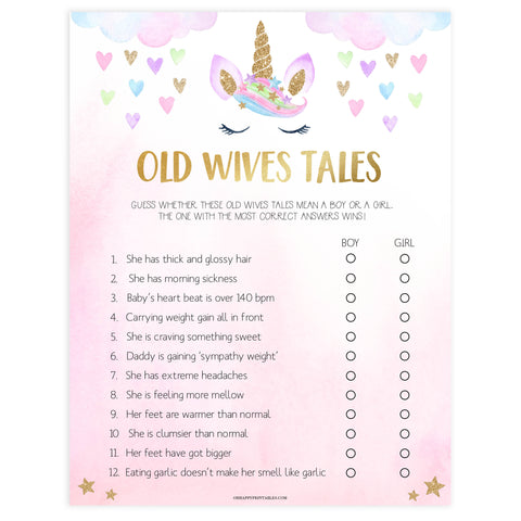 old wives tale baby shower game, Printable baby shower games, unicorn baby games, baby shower games, fun baby shower ideas, top baby shower ideas, unicorn baby shower, baby shower games, fun unicorn baby shower ideas