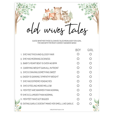 old wives tale baby game, Printable baby shower games, woodland animals baby games, baby shower games, fun baby shower ideas, top baby shower ideas, woodland baby shower, baby shower games, fun woodland animals baby shower ideas