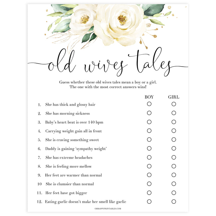 old wives tale game, Printable baby shower games, shite floral baby games, baby shower games, fun baby shower ideas, top baby shower ideas, floral baby shower, baby shower games, fun floral baby shower ideas