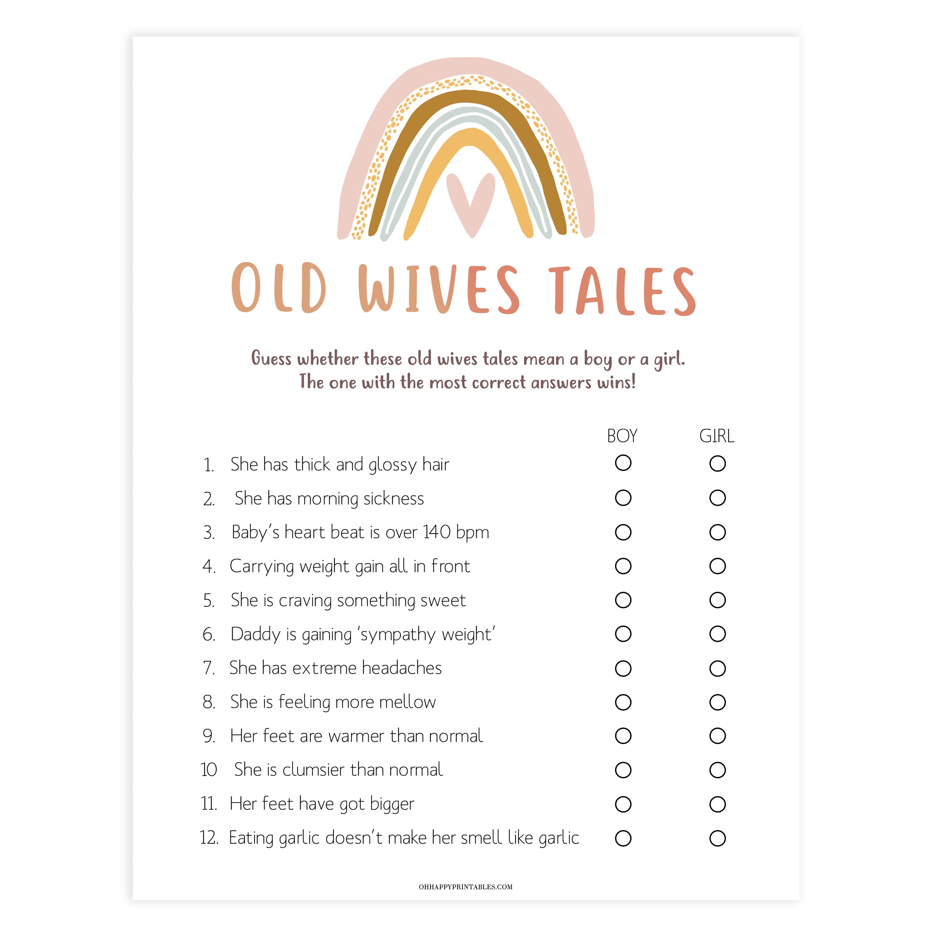 old wives tales baby game, Printable baby shower games, boho rainbow baby games, baby shower games, fun baby shower ideas, top baby shower ideas, boho rainbow baby shower, baby shower games, fun boho rainbow baby shower ideas