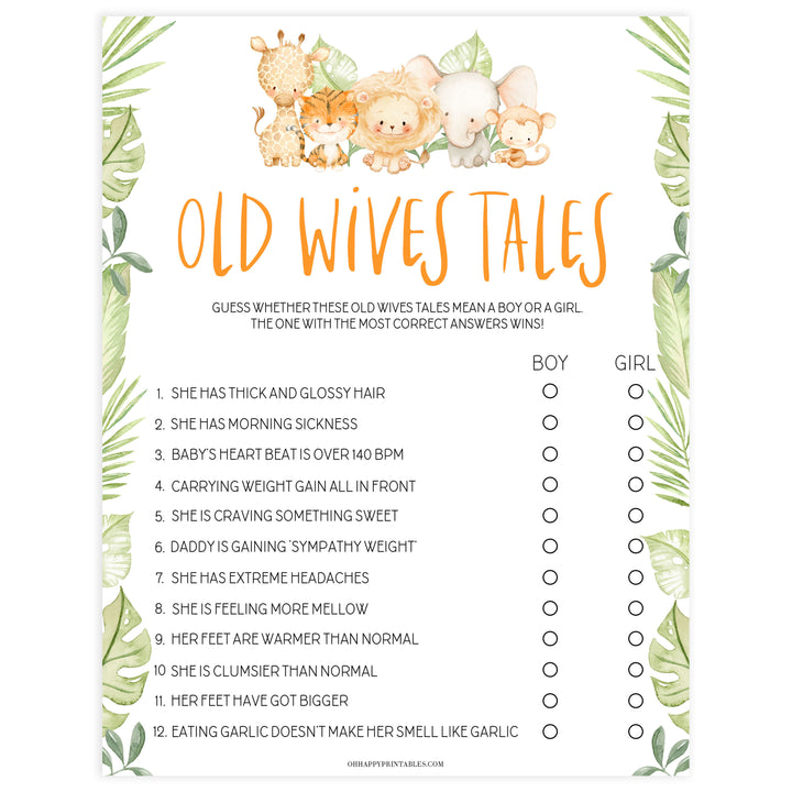 old wives tale game, Printable baby shower games, safari animals baby games, baby shower games, fun baby shower ideas, top baby shower ideas, safari animals baby shower, baby shower games, fun baby shower ideas