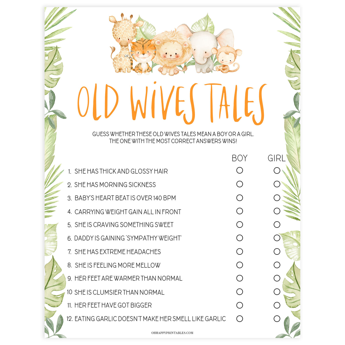 old wives tale game, Printable baby shower games, safari animals baby games, baby shower games, fun baby shower ideas, top baby shower ideas, safari animals baby shower, baby shower games, fun baby shower ideas