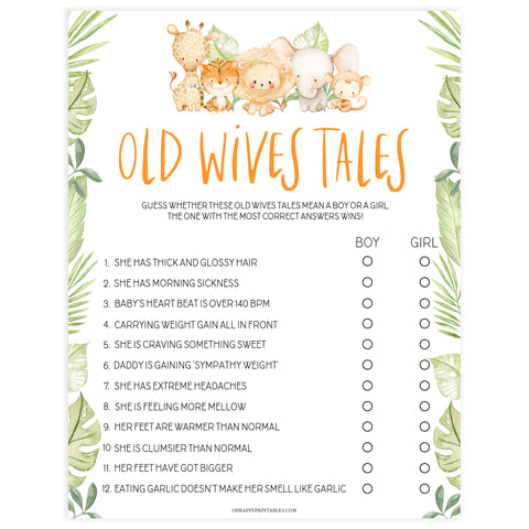 old wives tale game, Printable baby shower games, safari animals baby games, baby shower games, fun baby shower ideas, top baby shower ideas, safari animals baby shower, baby shower games, fun baby shower ideas