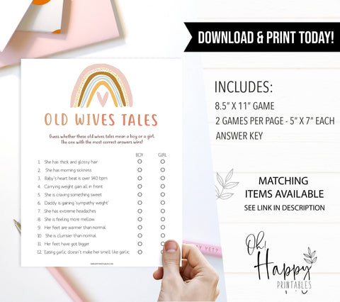 old wives tales baby game, Printable baby shower games, boho rainbow baby games, baby shower games, fun baby shower ideas, top baby shower ideas, boho rainbow baby shower, baby shower games, fun boho rainbow baby shower ideas