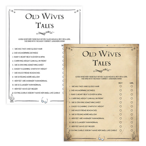 Old Wives Tales Baby Game, Wizard baby shower games, printable baby shower games, Harry Potter baby games, Harry Potter baby shower, fun baby shower games,  fun baby ideas