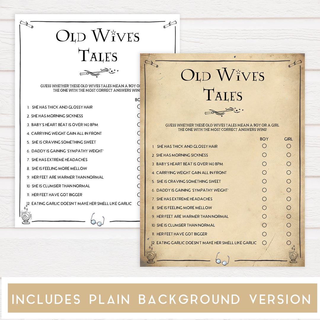 Old Wives Tales Baby Game, Wizard baby shower games, printable baby shower games, Harry Potter baby games, Harry Potter baby shower, fun baby shower games,  fun baby ideas