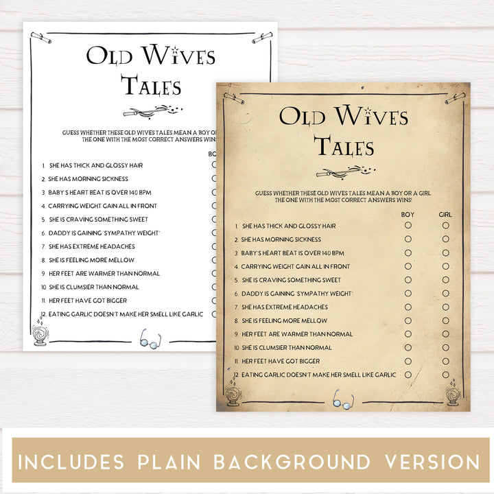 Old Wives Tales Baby Game, Wizard baby shower games, printable baby shower games, Harry Potter baby games, Harry Potter baby shower, fun baby shower games,  fun baby ideas