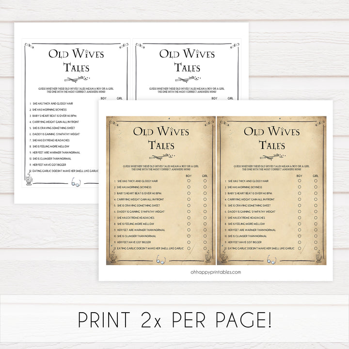 Old Wives Tales Baby Game, Wizard baby shower games, printable baby shower games, Harry Potter baby games, Harry Potter baby shower, fun baby shower games,  fun baby ideas