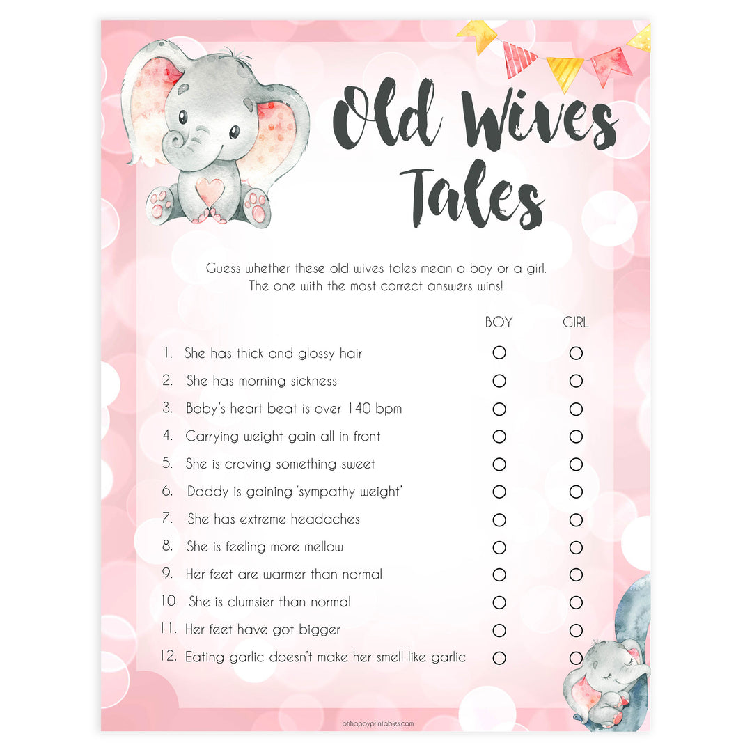 old wives tales, Printable baby shower games, fun abby games, baby shower games, fun baby shower ideas, top baby shower ideas, pink elephant baby shower, pink baby shower ideas