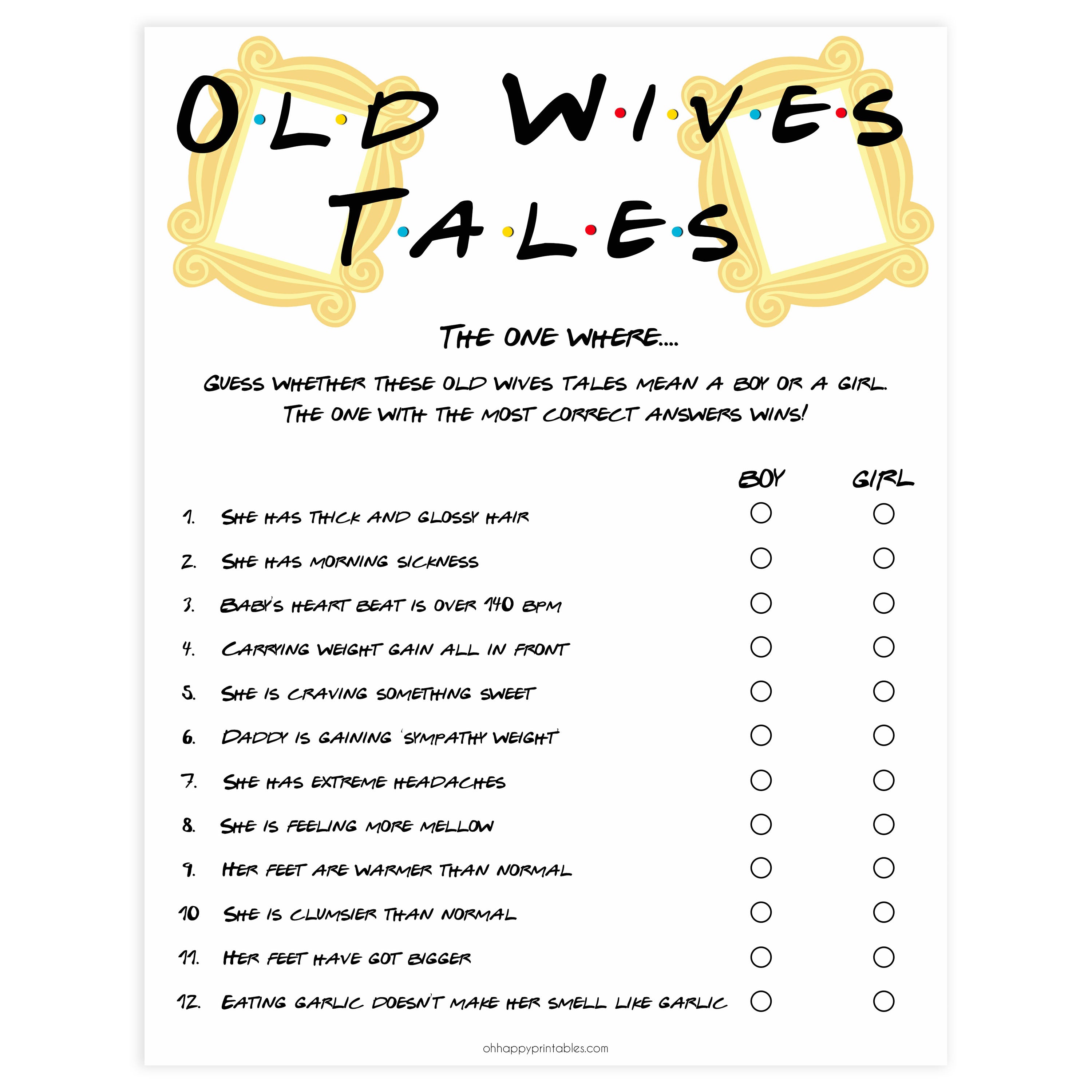 Old Wives Tales Game Friends Printable Baby Shower Games old-wives-tales-game-friends-printable-baby-shower-games