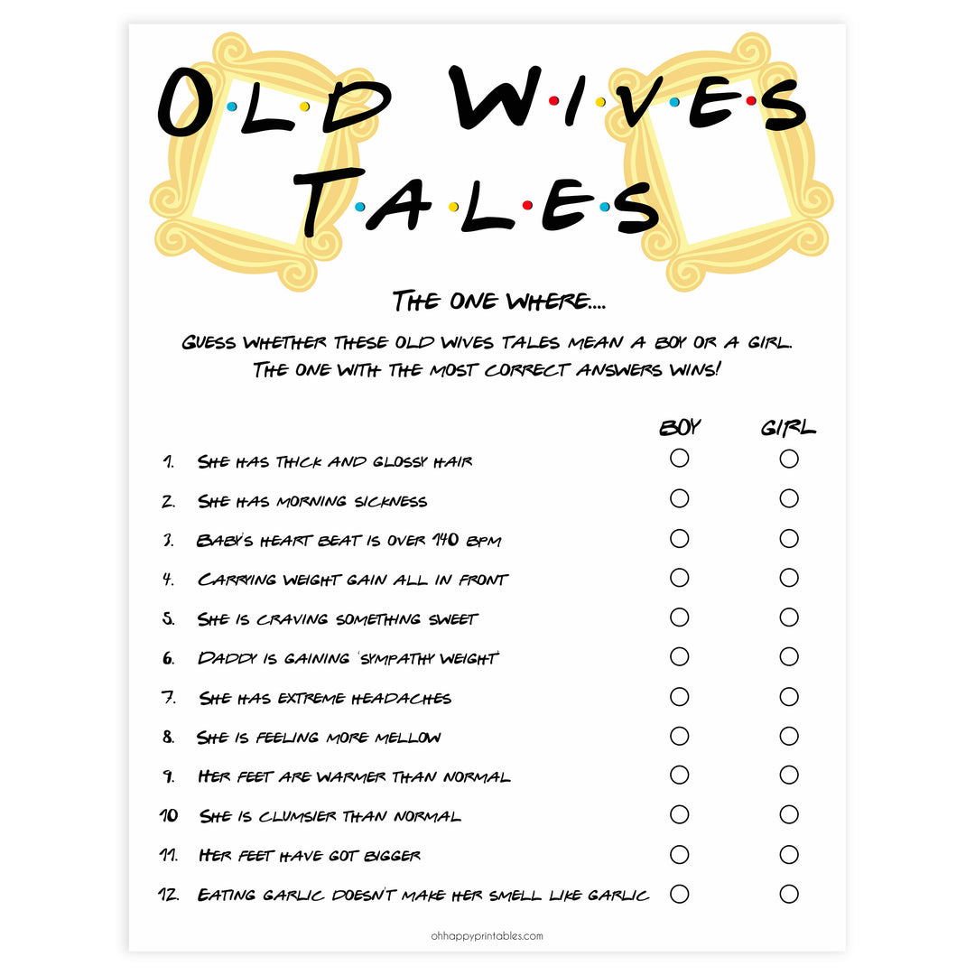 old wives tale baby game, baby wives tales, Printable baby shower games, friends fun baby games, baby shower games, fun baby shower ideas, top baby shower ideas, friends baby shower, friends baby shower ideas