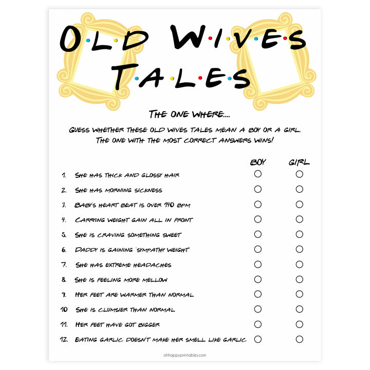 old wives tale baby game, baby wives tales, Printable baby shower games, friends fun baby games, baby shower games, fun baby shower ideas, top baby shower ideas, friends baby shower, friends baby shower ideas