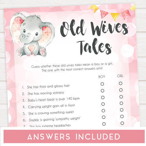 old wives tales, Printable baby shower games, fun abby games, baby shower games, fun baby shower ideas, top baby shower ideas, pink elephant baby shower, pink baby shower ideas
