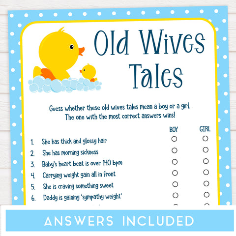 rubber ducky baby games, old wives tales baby games, fun baby games, printable baby shower, old wives tales