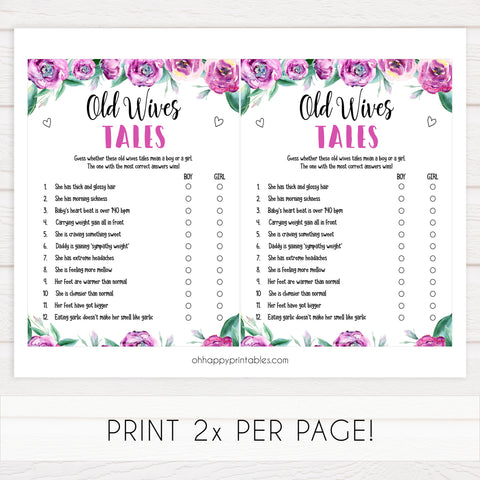 old wive tales baby shower games, printable baby shower games, purple peonies baby games, fun baby shower ideas