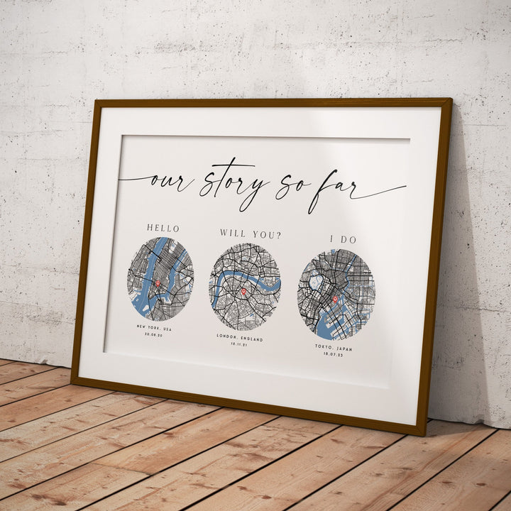 Hello, Will You, I Do Custom Map Printable, Met Engaged Married Map, Gifts For Him, Christmas Gifts, Our Story So Far, Personalised Map