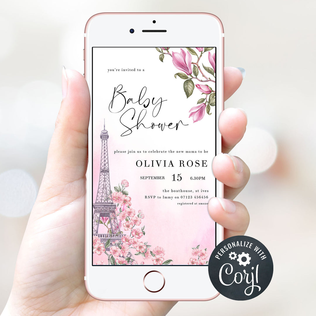editable baby shower invitations, printable baby shower invitations, paris themed baby shower invitations, parisian baby shower theme, mobile baby invitations
