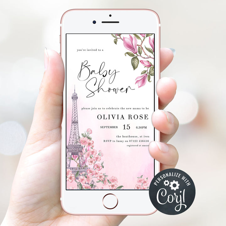 editable baby shower invitations, printable baby shower invitations, paris themed baby shower invitations, parisian baby shower theme, mobile baby invitations