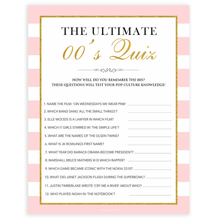 parisian bachelorette games, Ultimate 00s quiz game, bridal shower games, naughty bridal games, dirty bachelorette games, top bridal games, fun bachelorette games, best bridal games