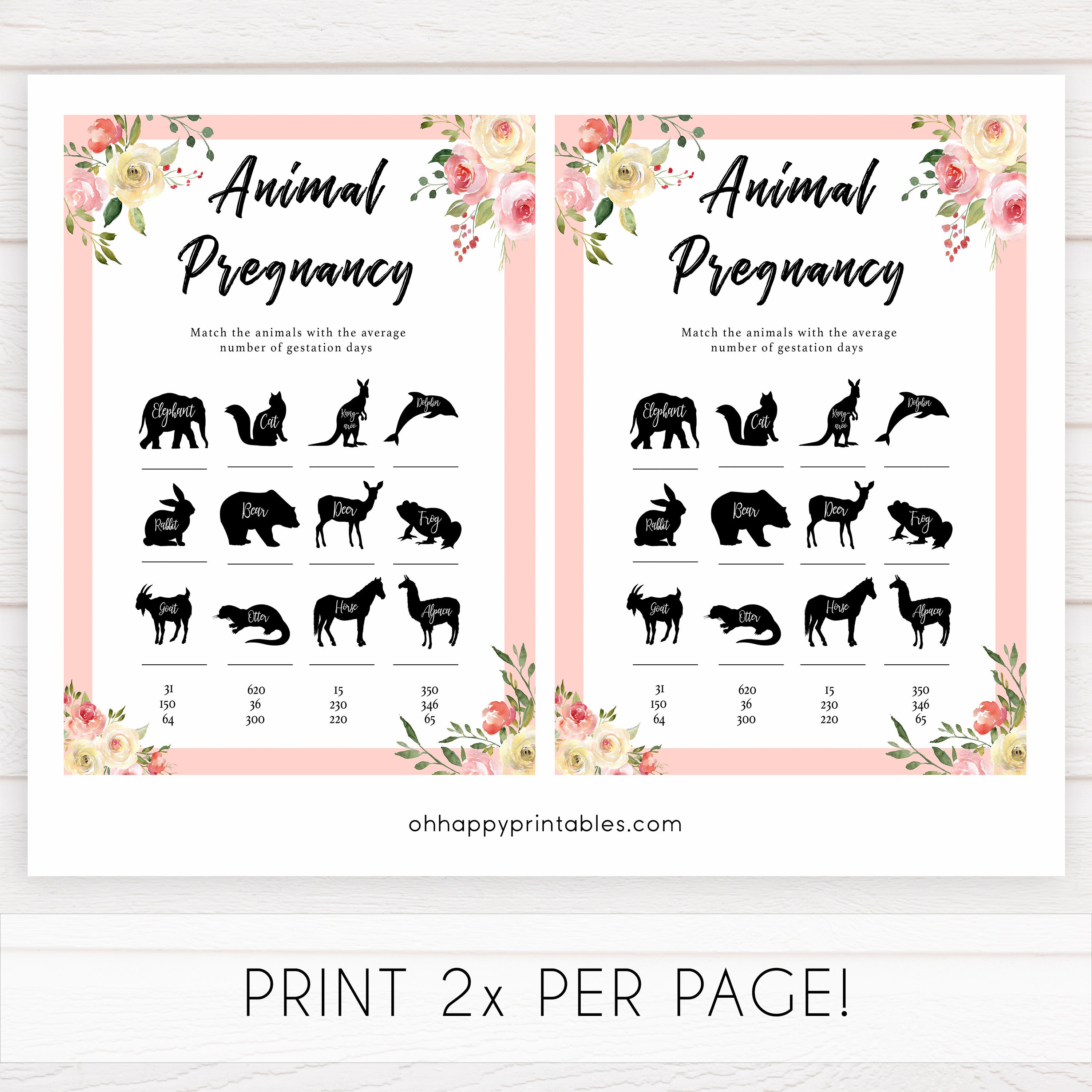 spring floral animal pregnancy baby shower games, printable baby shower games, fun baby shower games, baby shower games, popular baby shower games