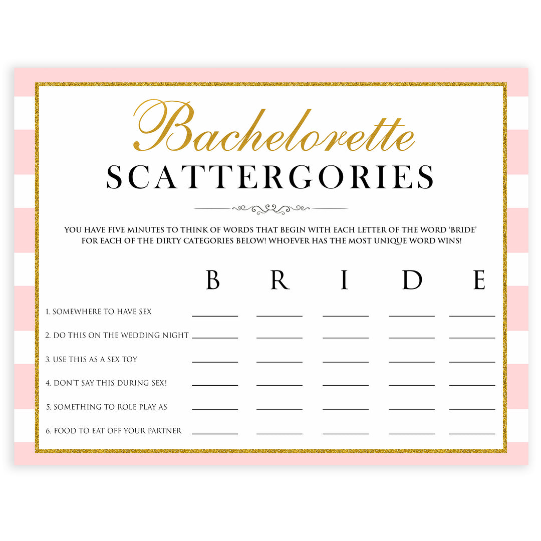 parisian bachelorette games, dirty scattergories game, bridal shower games, naughty bridal games, dirty bachelorette games, top bridal games