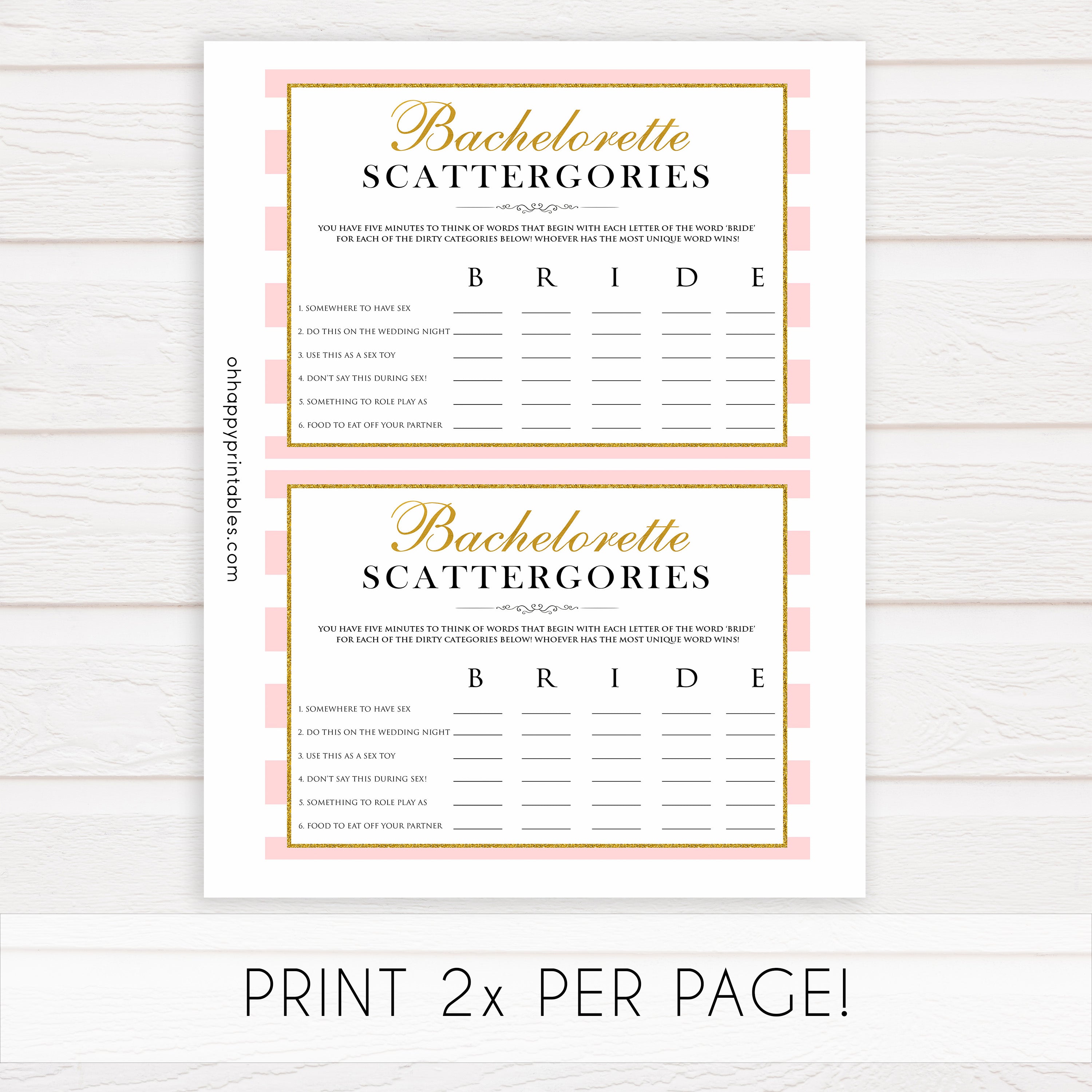 parisian bachelorette games, dirty scattergories game, bridal shower games, naughty bridal games, dirty bachelorette games, top bridal games